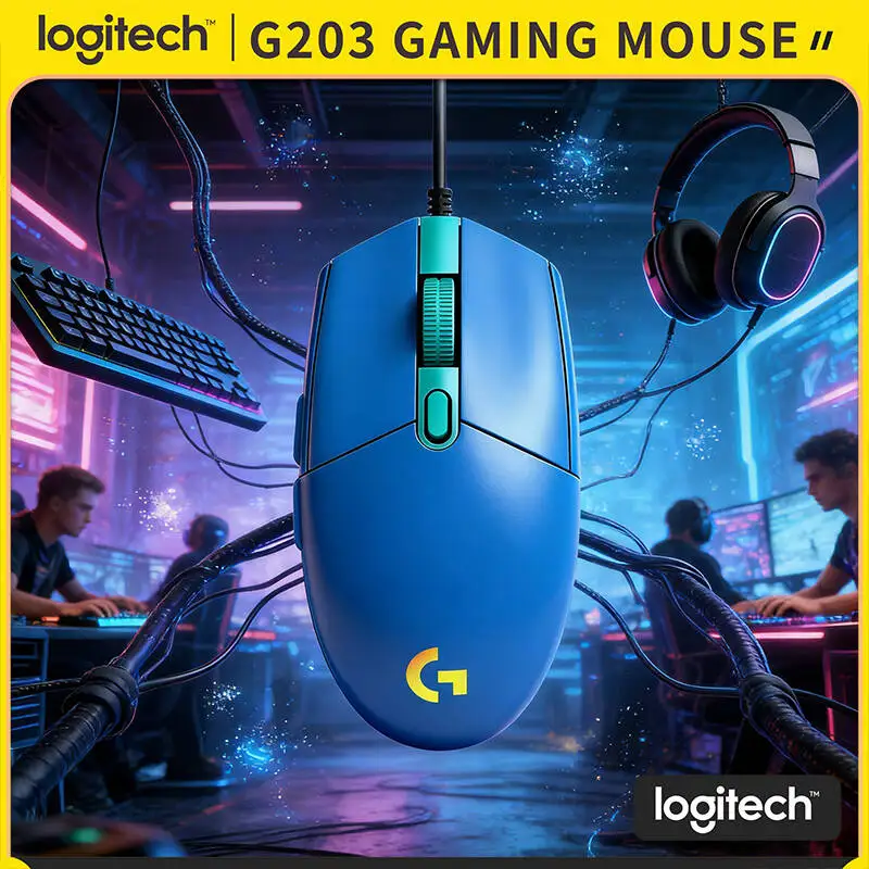 

Игровая мышь Logitech G203 Prodigy RGB, проводная, 200-8000 DPI, 6 кнопок, механическое натяжение, отклик 1 мс, кабель 2,1 м, 85 г