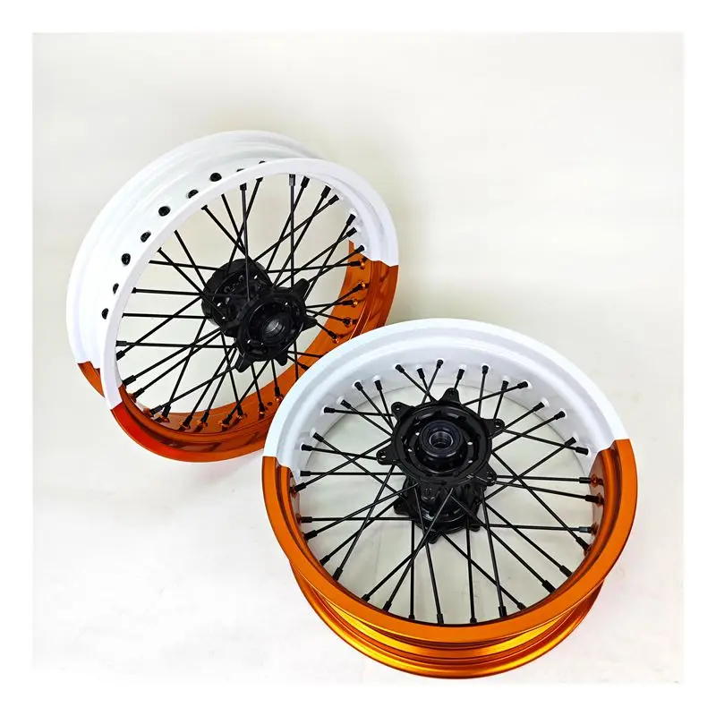 High Quality 173.5 175.0 Supermoto Wheels For [Model] Anodized Aluminum Alloy Rims Hub Spoke Wheel Set Dirt Bike PartsCustom Siz