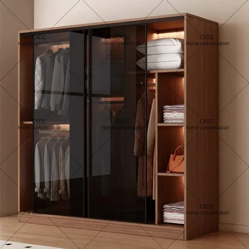 XX Bedroom Furniture Clothes Closet Wardrobe Clothing Cabinets Closet For Clothes Storage Cabinet Solid Wood Sliding Door Wardr