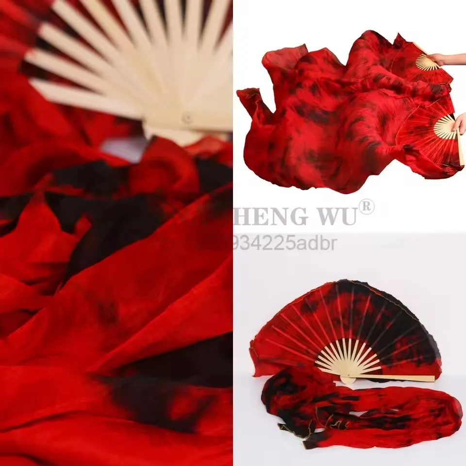 High Quality 100% Real Silk Belly Dance Fans Dance Performance Handmade 1 Pc Left+1 Pc Right Hand Gradient Colors New
