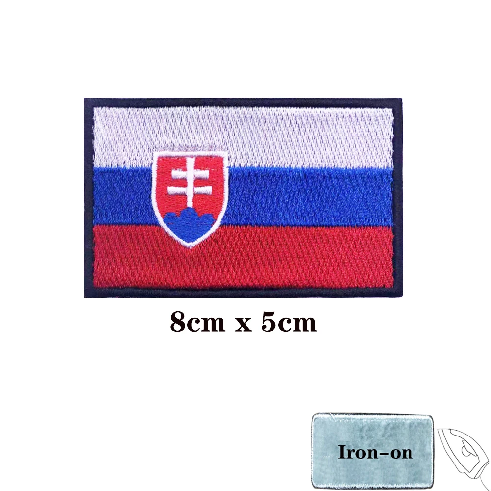 Slovak flag Slovakia Patches Armband Embroidered Patch Hook & Loop Iron On Embroidery  Badge Military Stripe