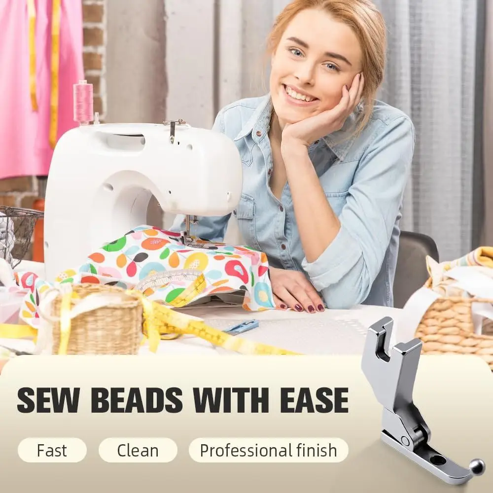 

Steel Bead Sequin Special Presser Foot Easy to Use P369 Sewing Presser Foot No Bead Tapping Bead-free Fabric Presser Foot