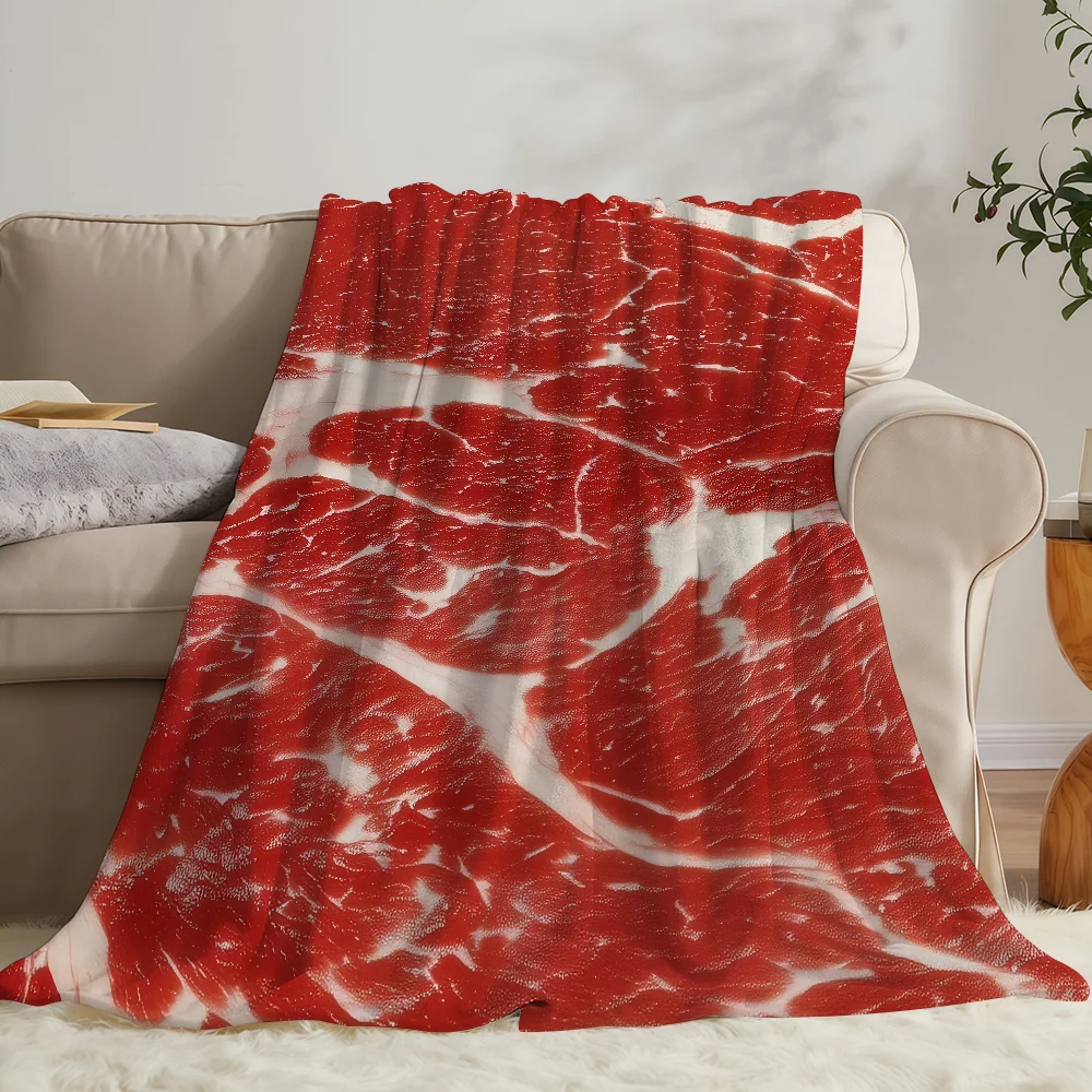 Textures of Sliced Beef Blanket Soft Warm And Thick Perfect For Bedroom Living Room Bed Sofa Camping Picnic Office Gift