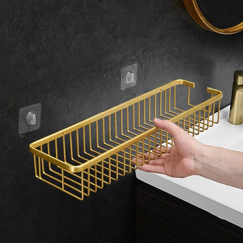 Wall Mounted Bathroom Shelf Aluminum Shampoo Cosmetic Storage Rack Brushed Gold Storage Organizer Rack Soap Cosmetic Shelf