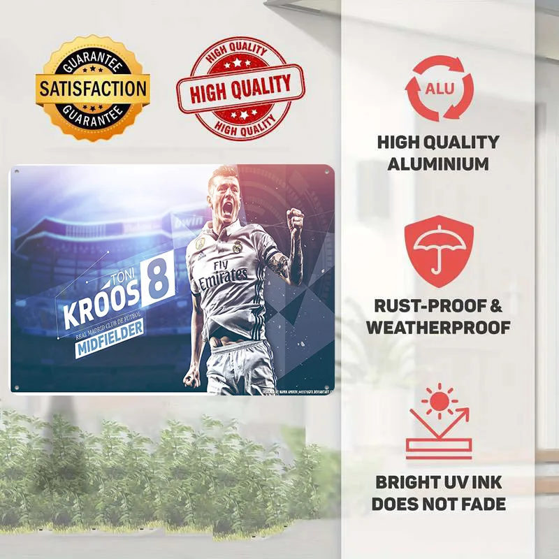 Toni Kroos Football Poster Customized Vintage Metal Signs Wall Art Retro Tin Plaque for Soccer Fans Home Decor Room Decoration
