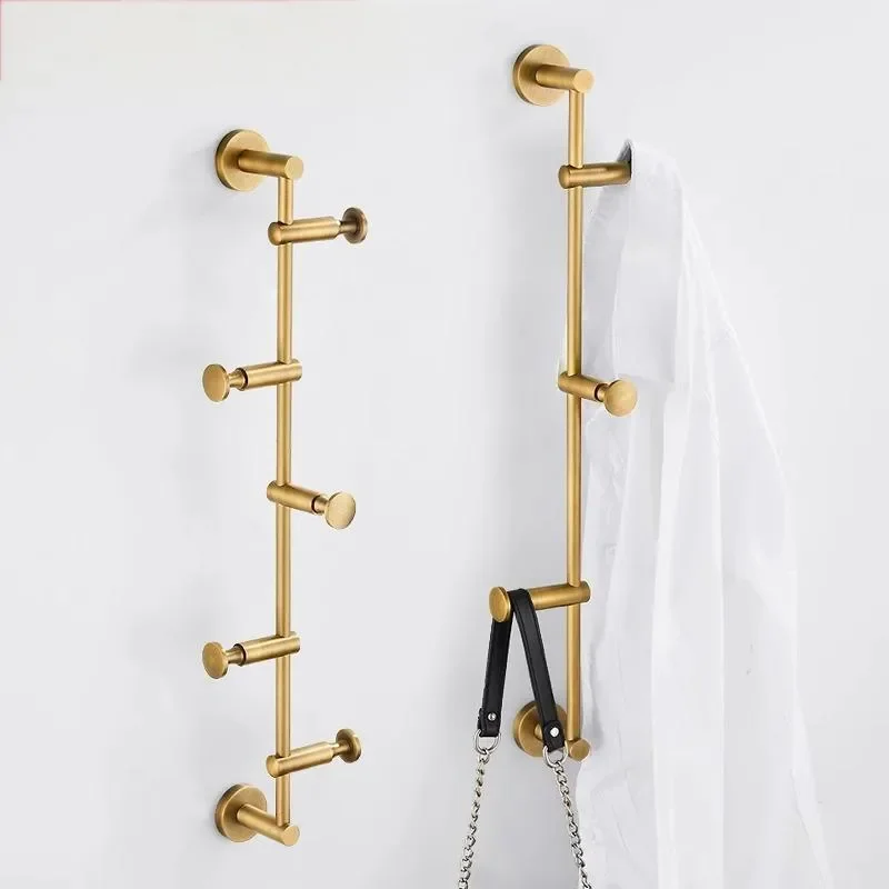 Luxury Solid Brass Wall Hook Creative Coat Hanger No Drilling Bedroom Clothes Rack Personalized Decorative Hanging Organizer