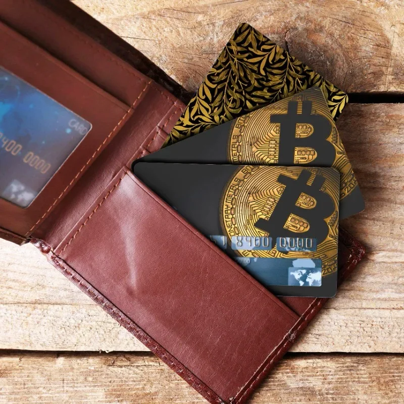 Luxury Metal Gift Card Stickers with Exclusive Bitcoin Design Fashion Debit Card Sticker for Bank Credit Debit Cards Decal