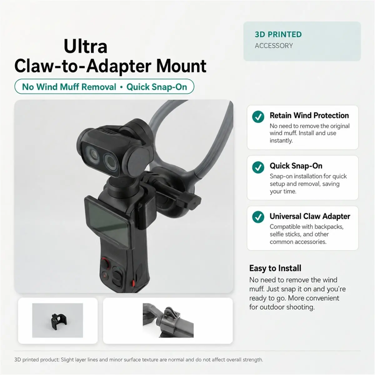 Suitable For Luna Ultra Claw-to-Adapter Mount Nowind Muff Removal Quick Snap-on Easy to Install More Convenient for Outdoor