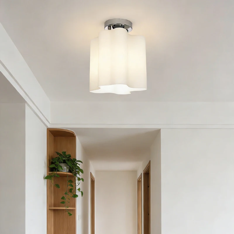 White Glass Ceiling Light E27 Bulb