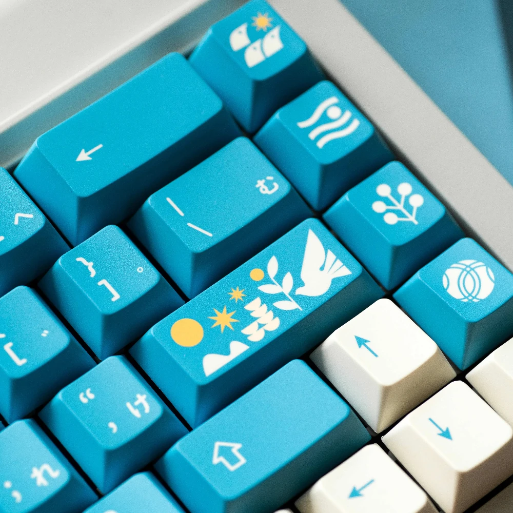 Blue Bird Theme Keycap Set 145Key PBT Custom Blue Minimalist Keyboard Cap Cherry Profile KeyCap for Mechanical Keyboard Gifts