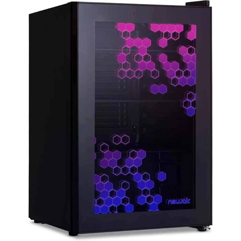 

Beverage Fridge 85 Cans,LED Color Changing Door,Prismatic Series Beverage Refrigerator with RGB HexaColor LED Lights,Mini Fridge
