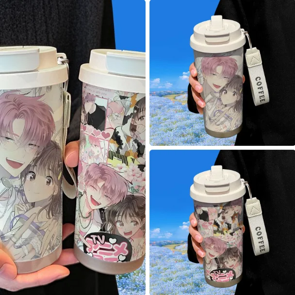 Thermosbecher mit großem Fassungsvermögen Tamon's B-Side Fukuhara Tamon ‌   316 Edelstahl Wasserbecher Kaffee-Trinkbecher mit Strohhalm