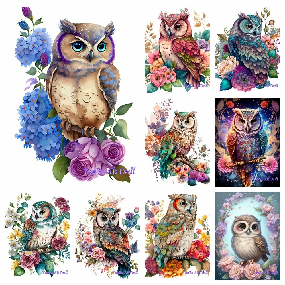 

Magical Fantasy Cats DIY AB Diamond Painting Rhinestones Cross Stitch Bird Owl Watercolor Animal Flower Pictures Art Home Decor