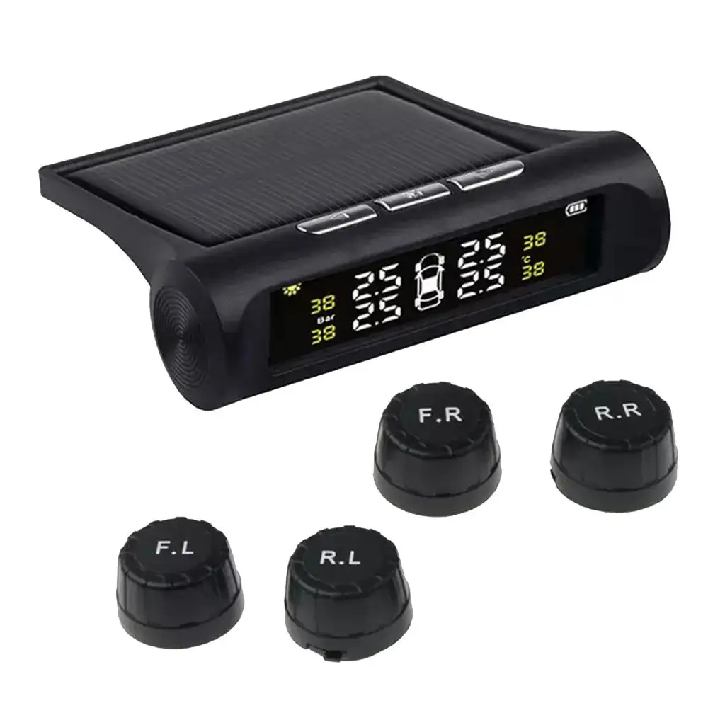 Magideal RV Car TPMS Sistema de monitoramento de alarme de pressão dos pneus movido a energia solar externo