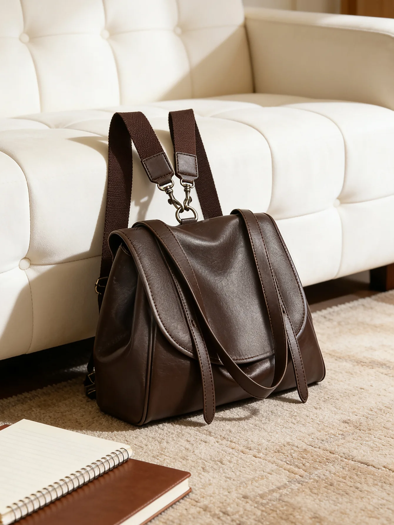 High-quality Leather Large-capacity Retro Shoulder Bag Fashion Cowhide Backpack College Wind Travel Women Versatile Shoulder Bag