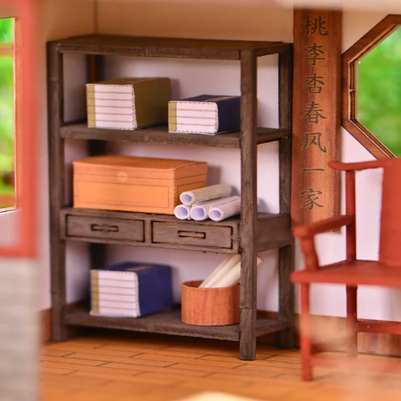 OUZEY Oriental Courtyard Villa DIY، مجموعة نماذج خشبية ثلاثية الأبعاد، لعبة بناء ثقافية للمراهقين #3