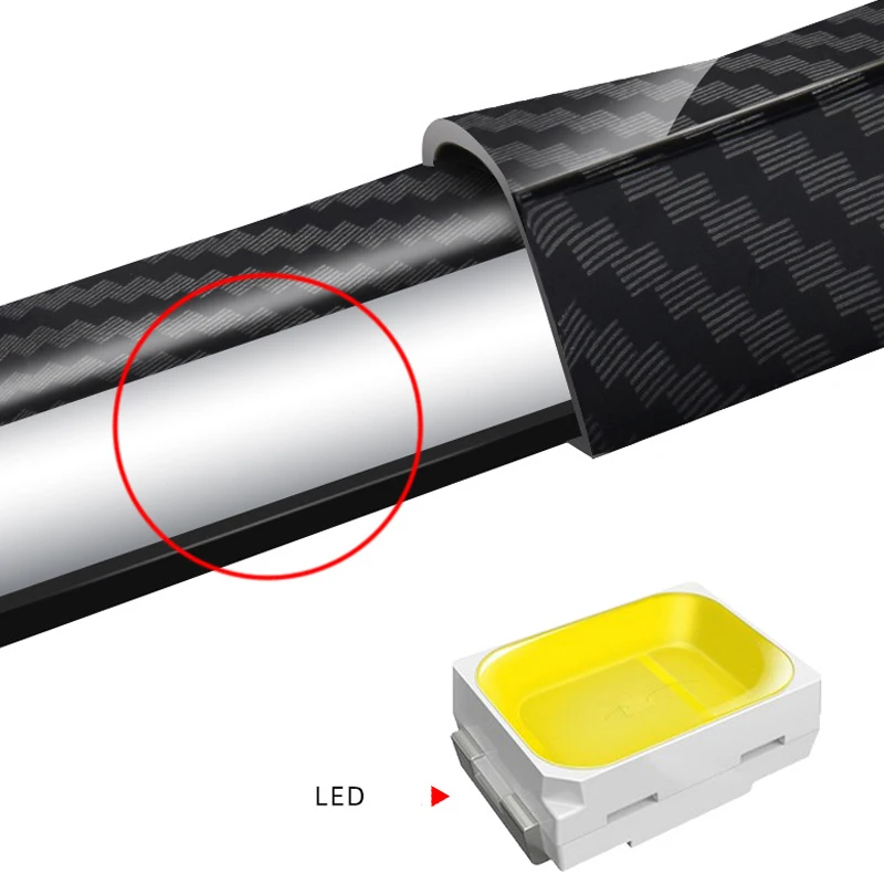 1.3M Car Carbon Fiber Led Rear Spoiler Lights for Car Racing Tail Wing Universal Driving Brake Signal Lamp Trunk Car Accessories