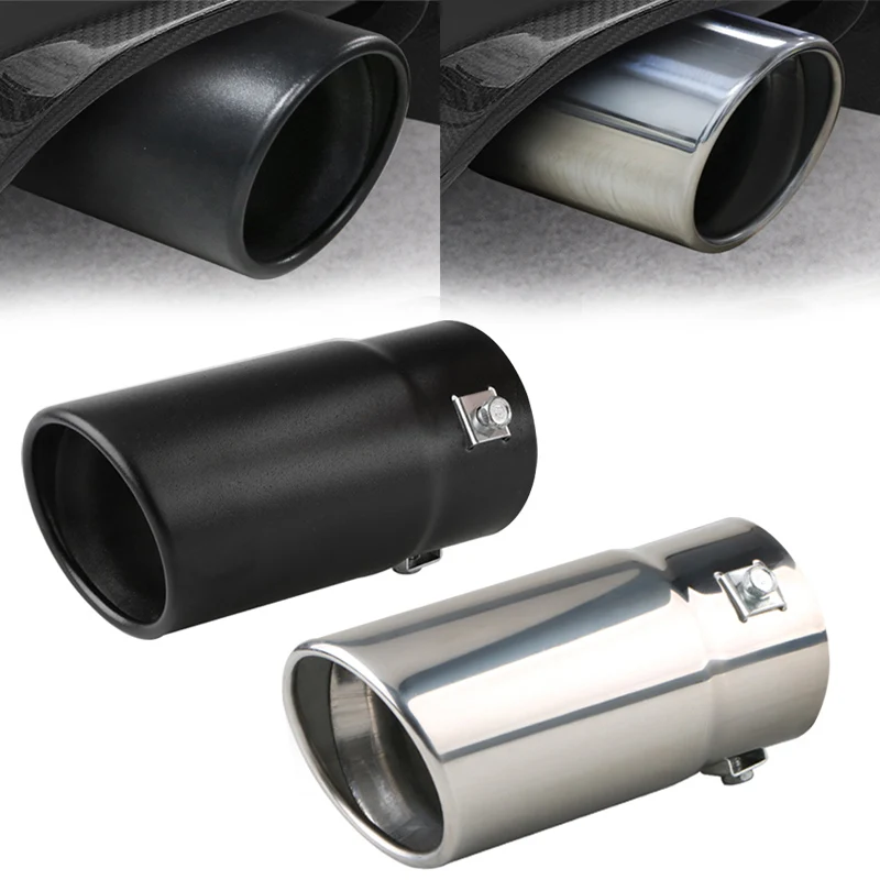 

1Pcs 76mm Car Exterior Parts Universal Car 70mm inlet outlet Car Exhaust Tail Muffler Tip Silver Black Exhaust Tips Pipes