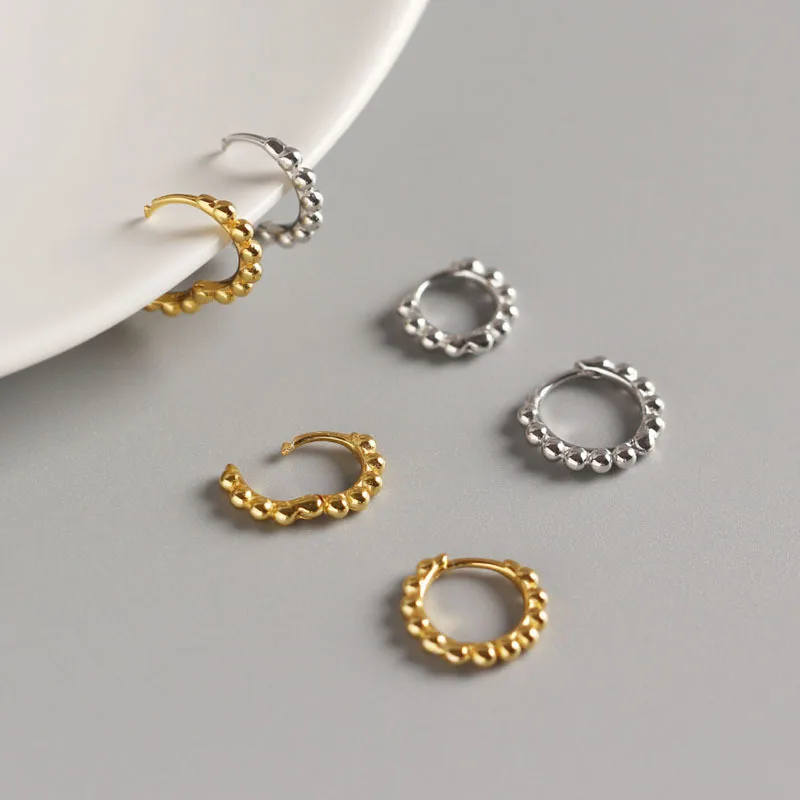 ENSHIR Lucky Beads Small Hoop Earrings For Women Men Simple Fashion Ins Jewelry Gifts Daliy Party Wholesale