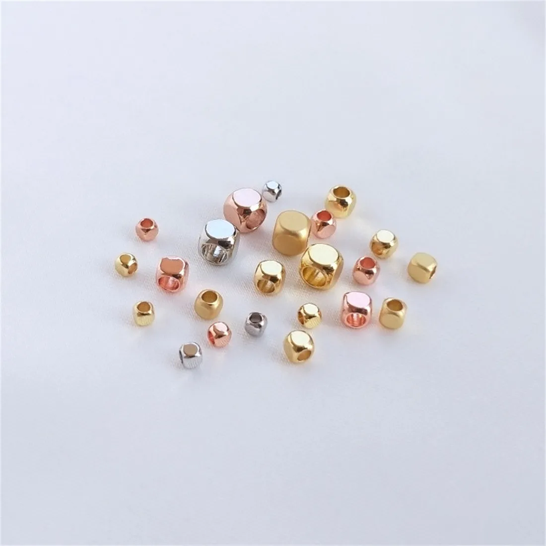 

18K Gold-Color White Gold Matte Gold Small Square Beads Loose Beads Square Beads DIY Pearls Crystals Jade Beads Accessories