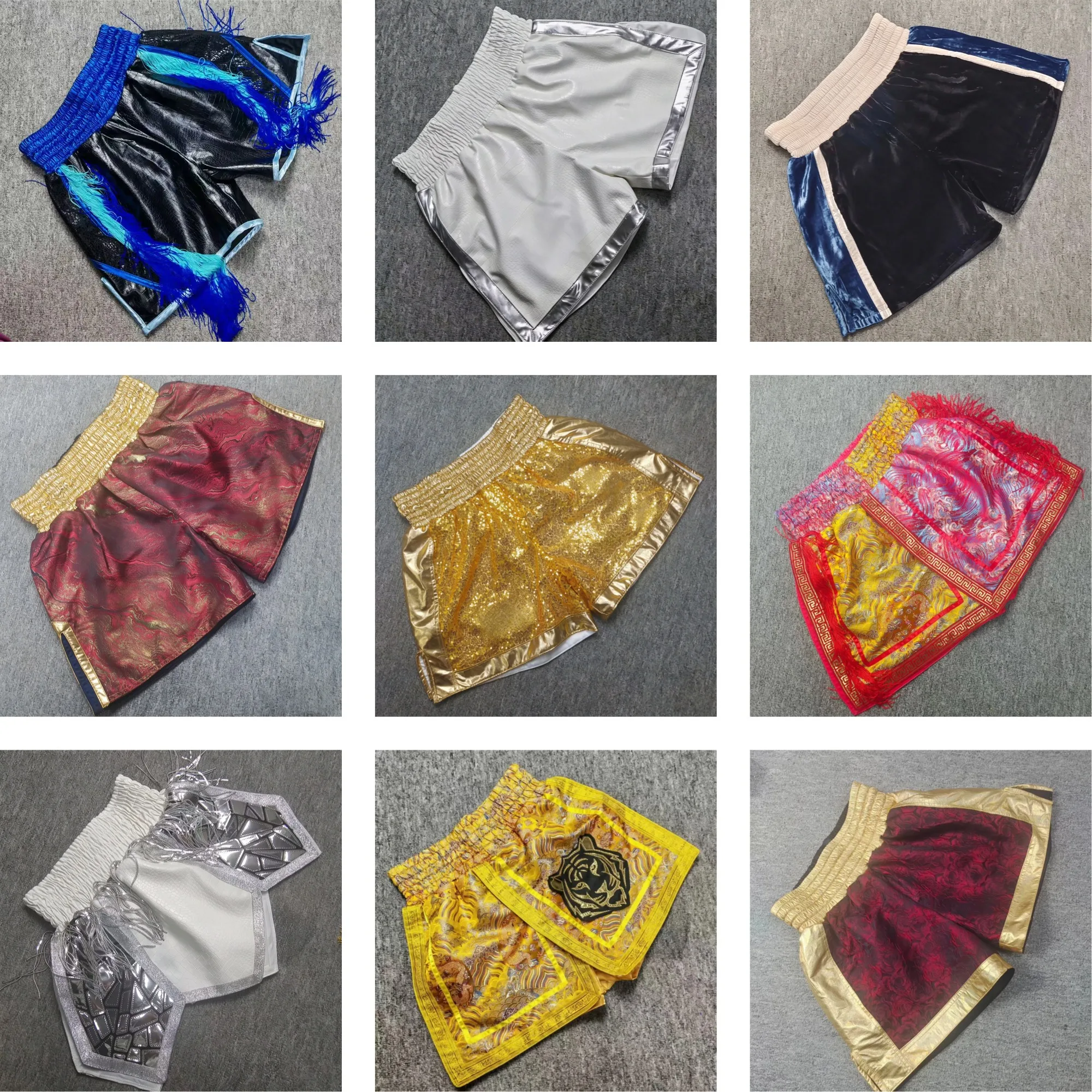 Premium Boxing Shorts Holographic Velvet Leather Muay Thai Shorts Stylish Martial Arts Fight Training Sparring Competition Pants