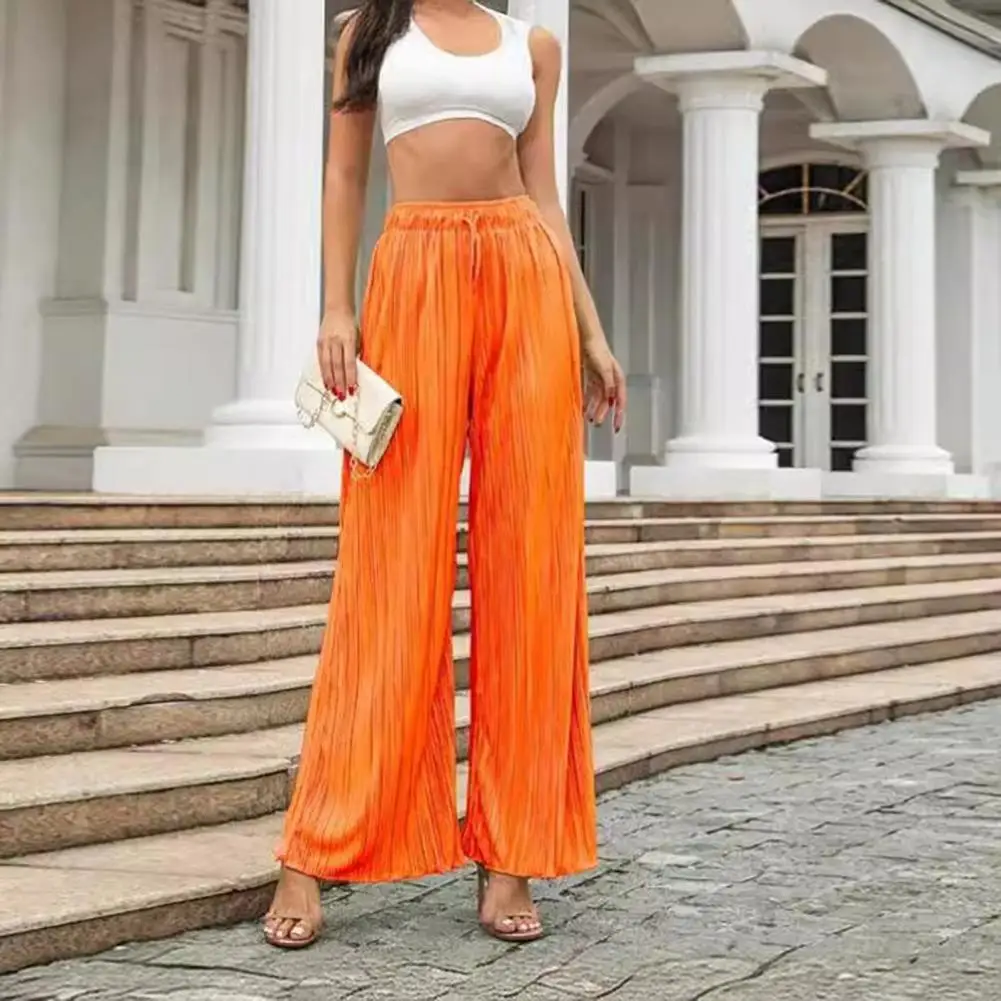 Elastic Waist Pants Stylish Women's Casual Pants with Elastic Waist Adjustable Drawstring for A Comfortable Chic Look in Spring