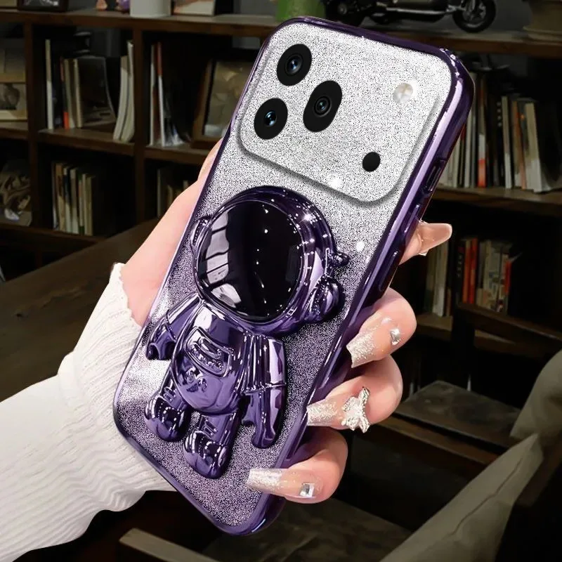 Skinlee Case for Honor 600 Pro 5G Folding Astronaut Holder Phone Case for Honor 600 Pro 5G Shockproof Cover