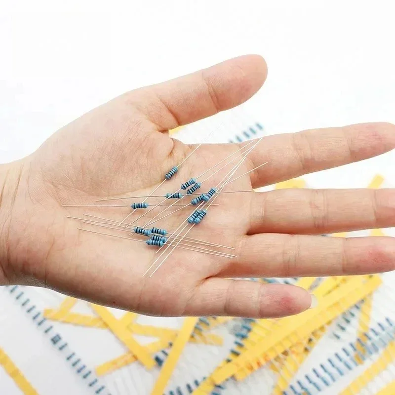 500PCS 1% 1/4W 금속 필름 저항기 모음 키트 0.25W 1Ohm-10MOhm DIY 전자 저항기 모듬 팩 키트