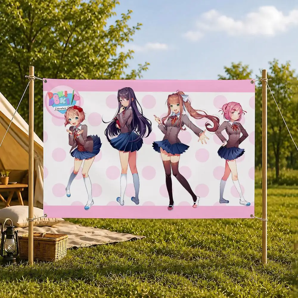 Das Spiel Doki Doki Literature Club! Flaggen, Zimmer, Schlafzimmer, Zuhause, Außenbereich, Wanddekoration, Konzert, bedruckter Hintergrund, Dekoration, Kunst, Banner – Detail 8