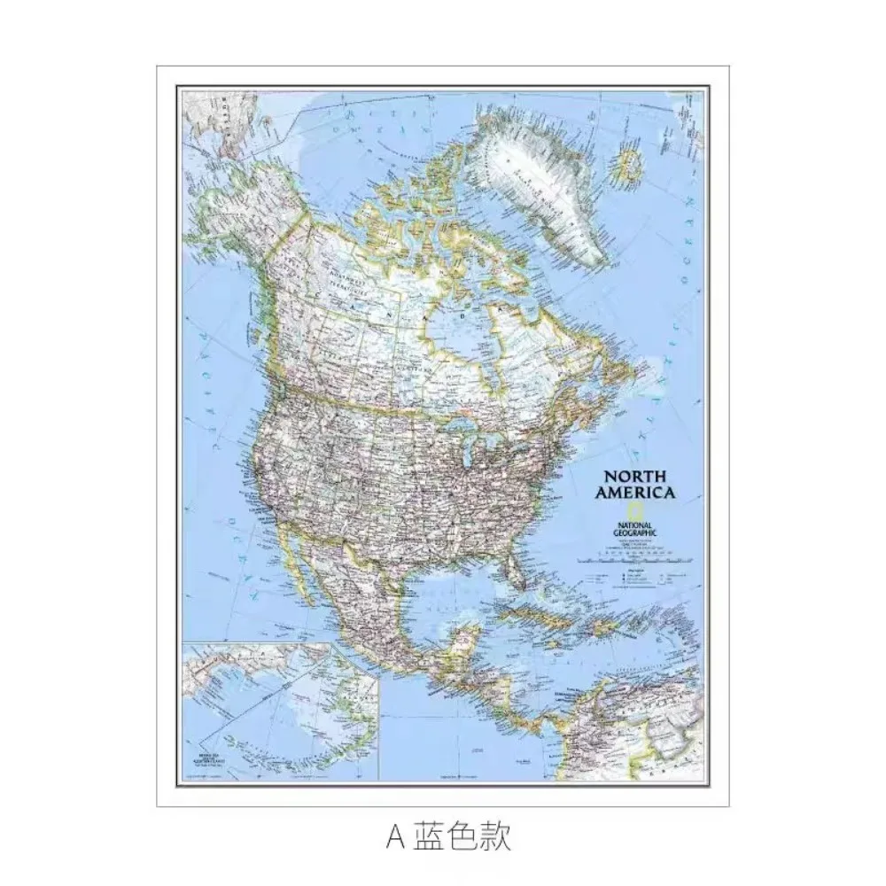 Large Decorative North America Map Detailed Poster Wall Art Travel Gifts Cotton Canvas Print  Painting for Home Office Classroom