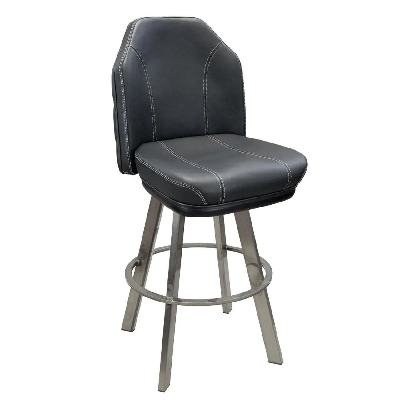 كرسي بار كازينو دوار أسود طويل القامة على الطراز الحديث مع معدن ثقيل وألياف دقيقة لطاولة الطعام وغرفة المعيشة والجلوس #4