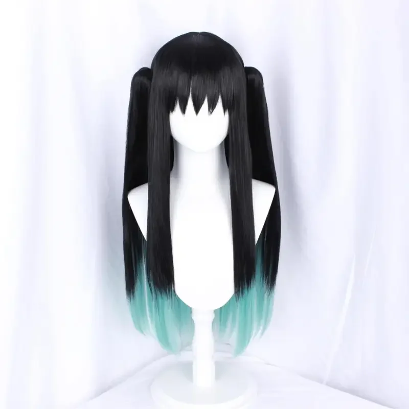 Tokitou Muichirou Wig Anime Demon Slayer Kimetsu No Yaiba Cosplay Black And Blue Gradient Long Straight Wig Men Women Heat R^0*l