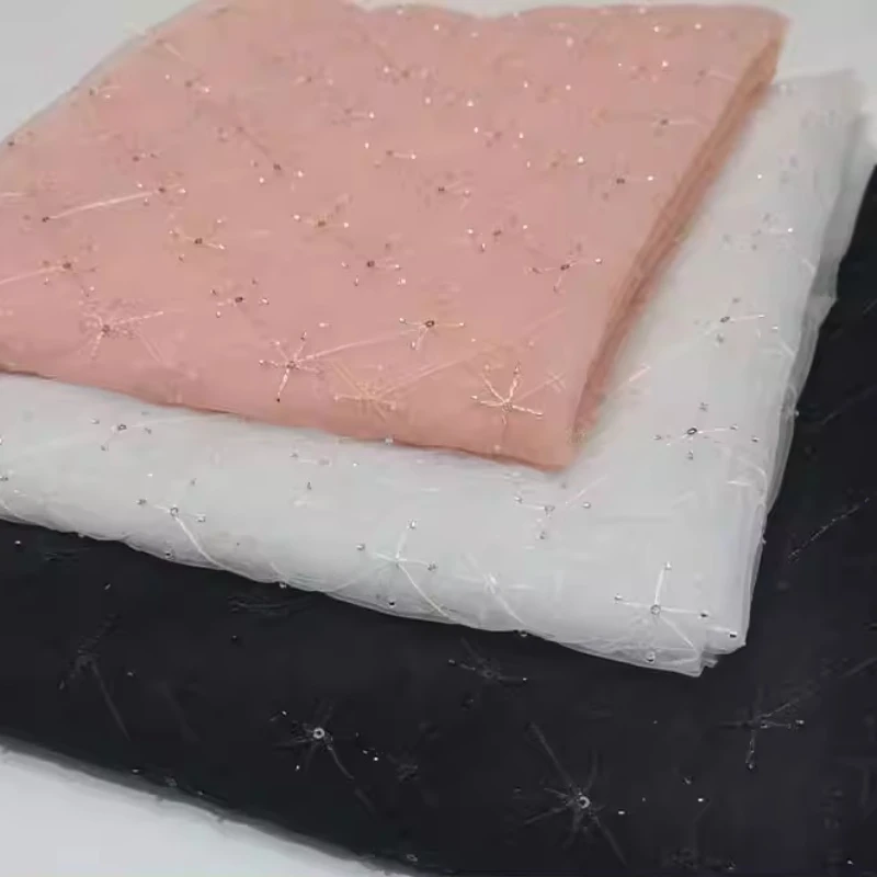 قماش شبكي من الدانتيل الفرنسي الفاخر قماش مطرز أفريقي عالي الجودة مع ترتر، وفستان قماش دانتيل مطرز نيجيري