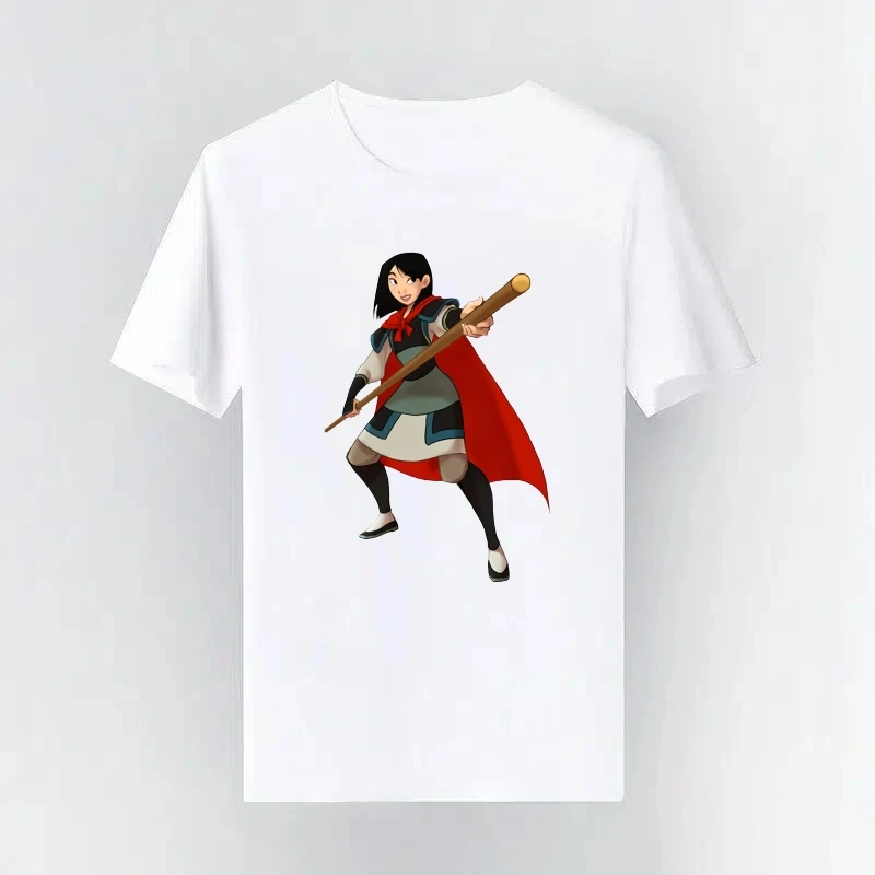 مولان ديزني الصيف كسول حجم كبير ملابس امرأة عادية قصيرة الأكمام الأطفال تي شيرت فتاة بسيطة البلوزات الوالدين والطفل الملابس #3