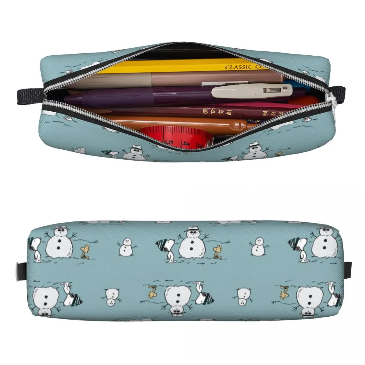 Snoopy Woodstock Winter Break Pattern astucci portapenne portapenne per studenti borsa studenti scuola cerniera cancelleria