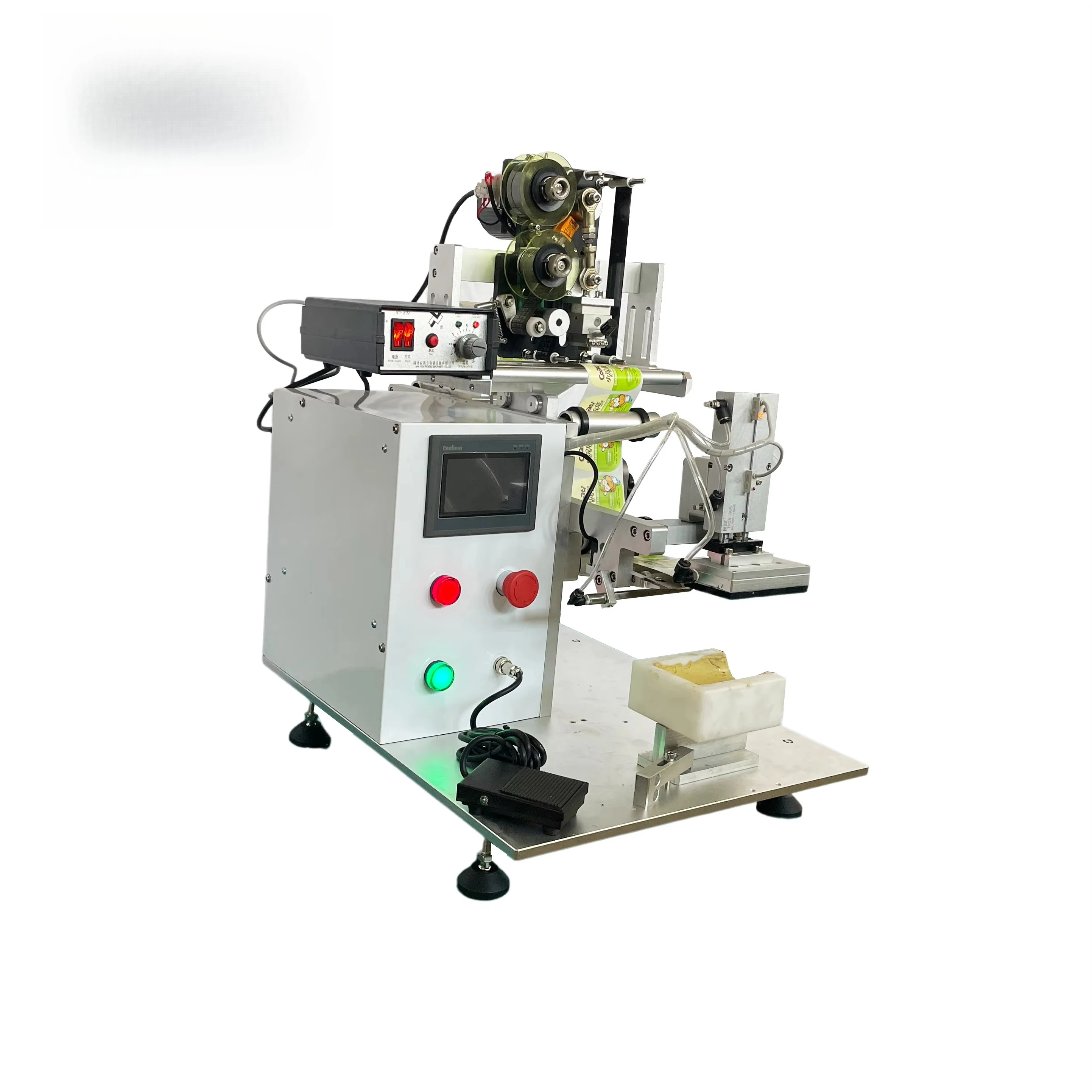 NY-825 Desktop Adhesive Sticker Labeling Machine For Flat Surface Square Bottle Side Jars Lid Cap Labelling With Date Printing