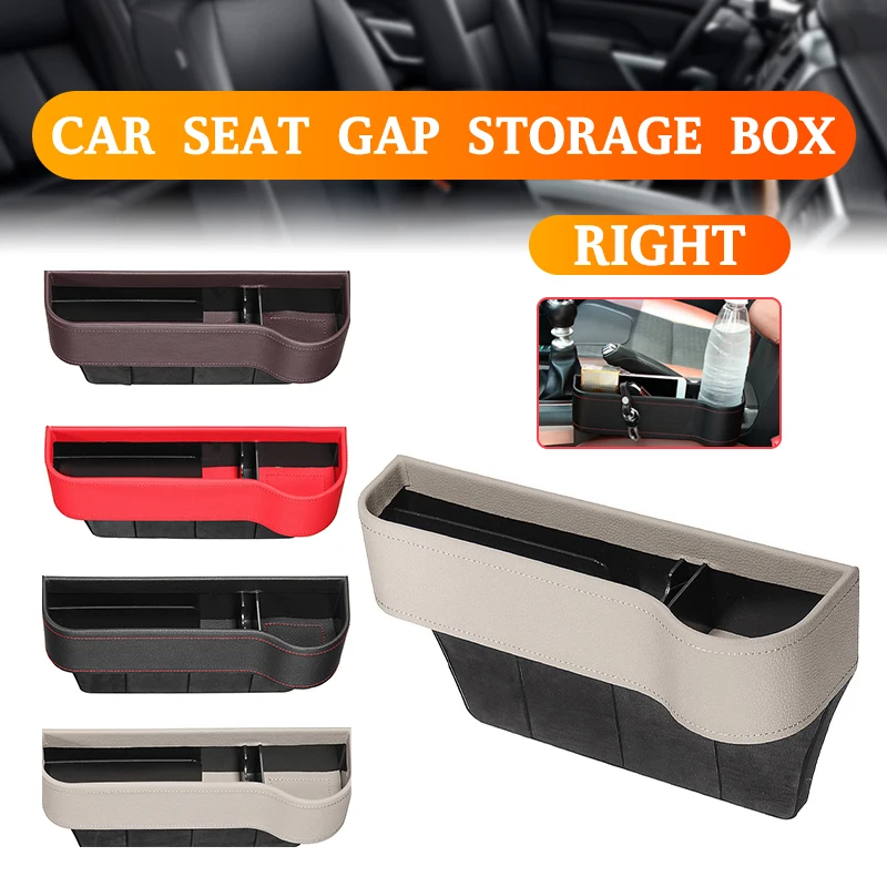 Car Seat Gap Filler Organizer Leather Car Cup Holder Auto Console Side Storage Box with Cup Holders Trunk Seat Seam Pockets