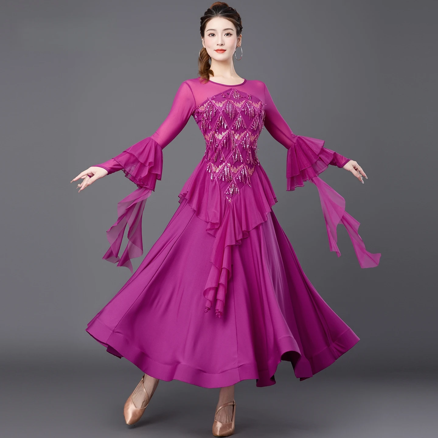 

2025 Ballroom Dance Dress New National Standard Waltz Friendship Dance Dress Professional Competition Performance Modern Dress