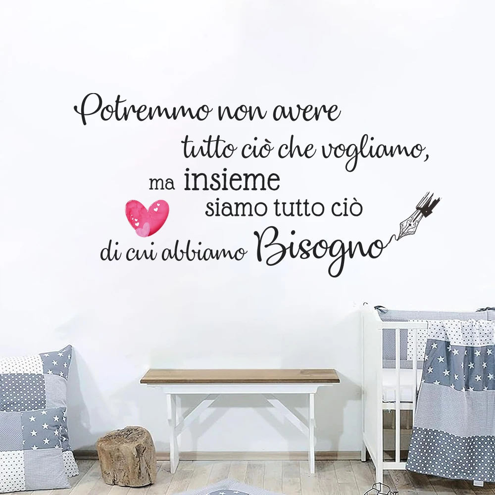 Italian Love Heart Wall Stickers Decals Couple Family Love for Bedroom Living Room Baby Nursery Home Decor