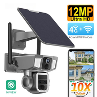 12MP 6K 10X Zoom Dual Screen Solar Camera Outdoor 4G/WiFi 2 In 1 Three Lens Dual PIR Detection Auto Tracking CCTV Cam