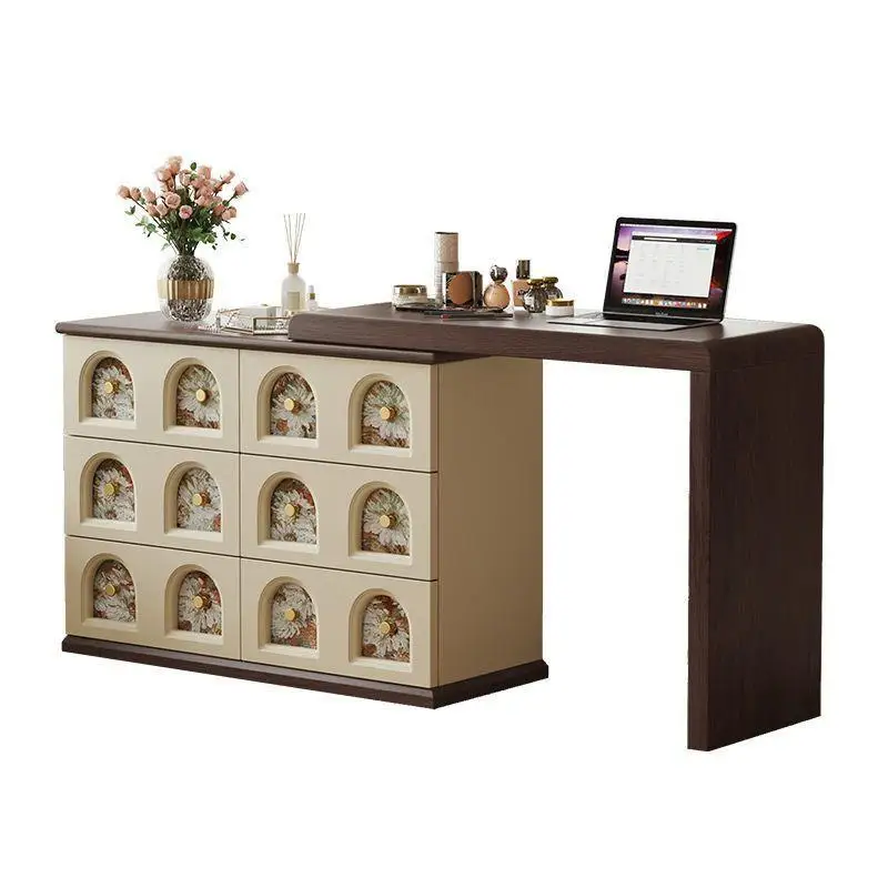 

Retro solid wood dresser, integrated chest, bedroom dresser, retractable dresser