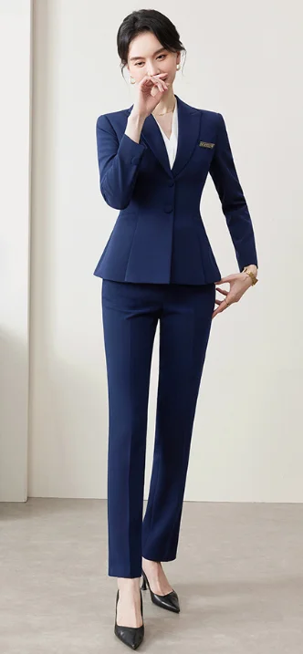 Professional clothing female temperament long sleeve small suit coat pants two piece set cross-border wholesale work clothes