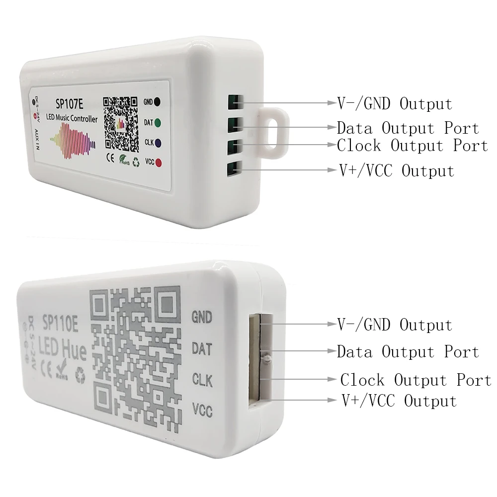 SP110E SP107E Music Controller Bluetooth WS2812 WS2812B WS2811 Pixel RGB LED Controller ,For Smart RGB LED Strip Light   DC5-24V