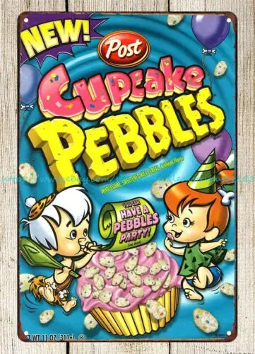 Cupcake Pebbles cereal metal tin sign  men cave metal wall decor