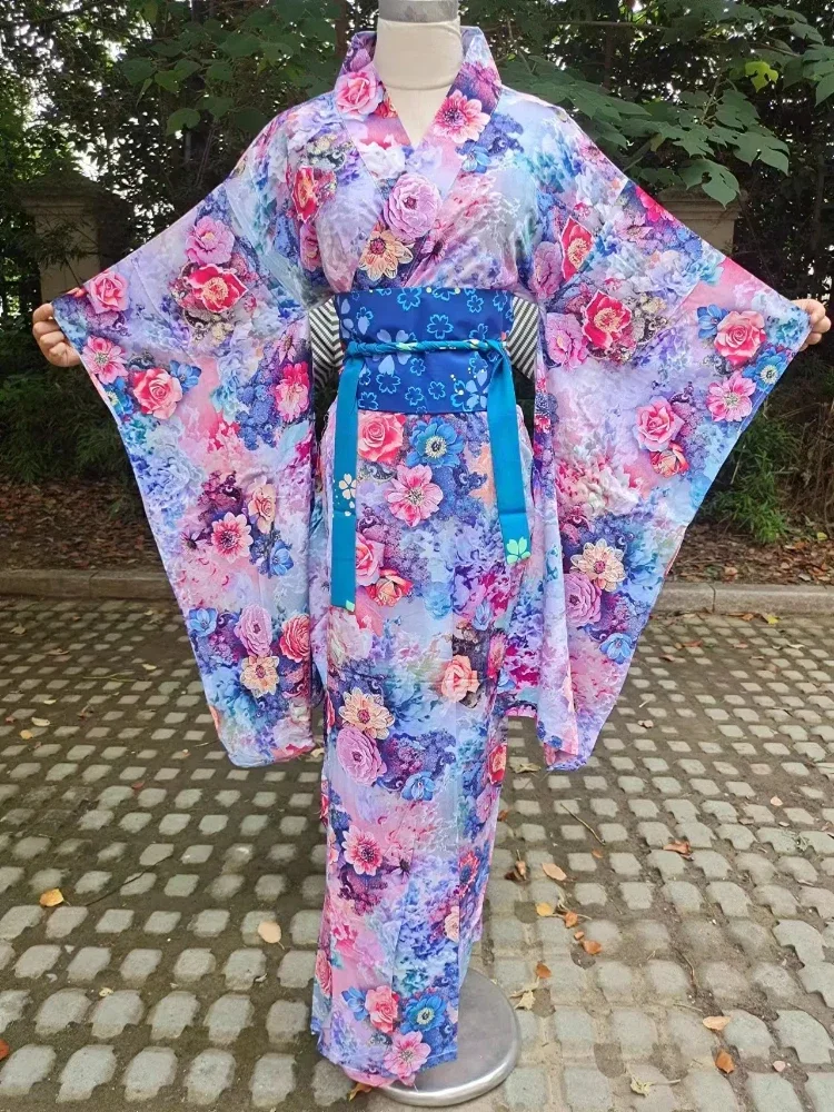 

Cross Border Japanese Traditional Women's Formal Yukata Long Loose and Sexy Kimono Nano Mulberry Silk Fashionable Nightgown