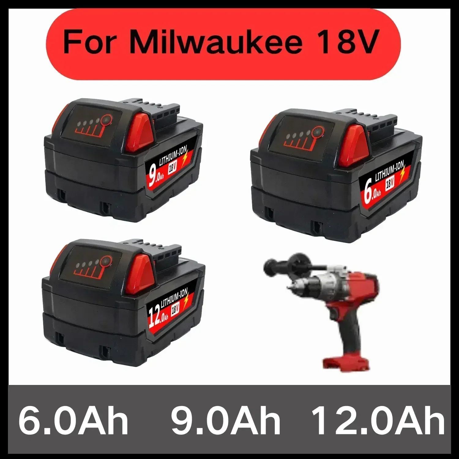 18V For Milwaukee M18 Battery M18B6 XC 9.0 Ah Li-Ion 48-11-1860 48-11-1852 Or  48-11-1850 48-11-1840 Cordless Power Tools 