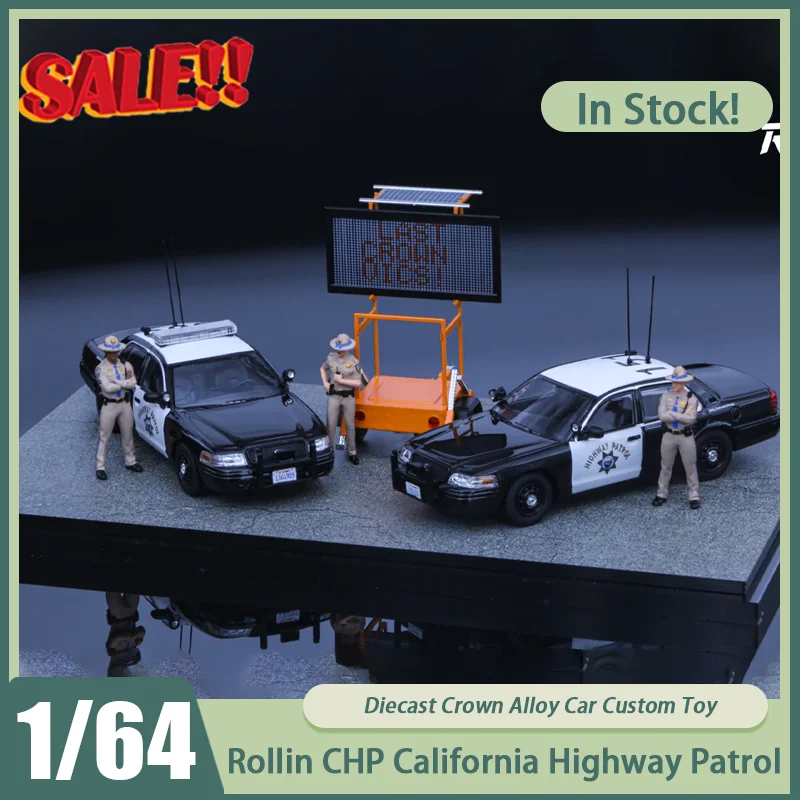 Rollin 1:64 Chp California Highway Patrol Victoria Crown Double Car Pack Police Car Toy Alloy Material APA 2025 Exhibition Model