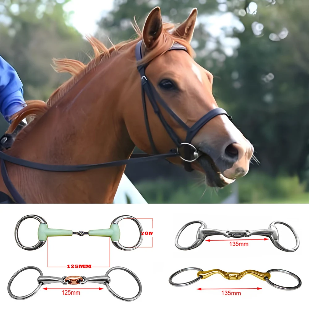 Stainless Steel Horse Mouth Ring Horse Chew Jointed Mouth Bit Horse Training Equipment Equestrian Products