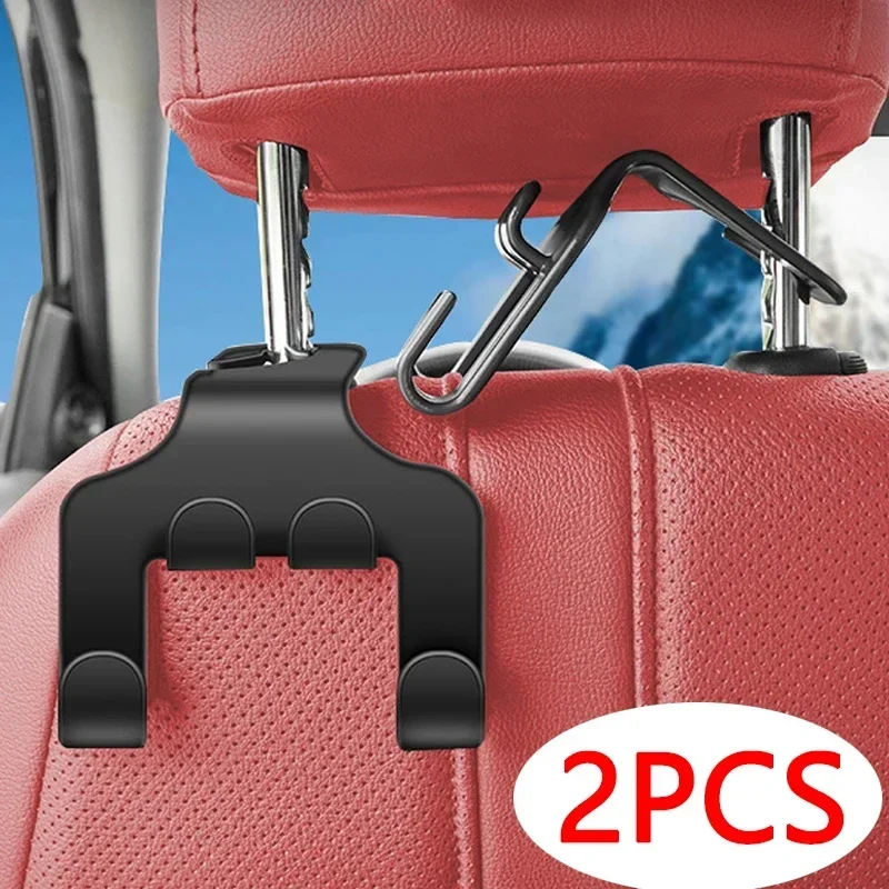 Car Seat Back Double Head Phone Hanger 1/2pcs Multifunctional  HookHeadrest Hanging Bag Storage Hanger Car Interior Accessories