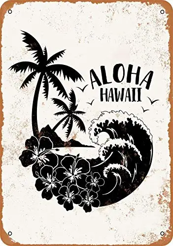 Metal Tin Sign Aloha Hawaii Pub Outdoor Bar Retro Poster Home Kitchen Restaurant Wall Decor Signs